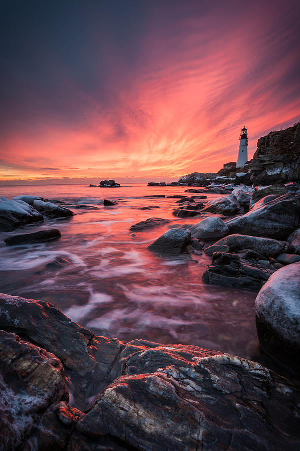 Dramatic Sunrise on the Coast of Maine Photograph by Benjamin Williamson