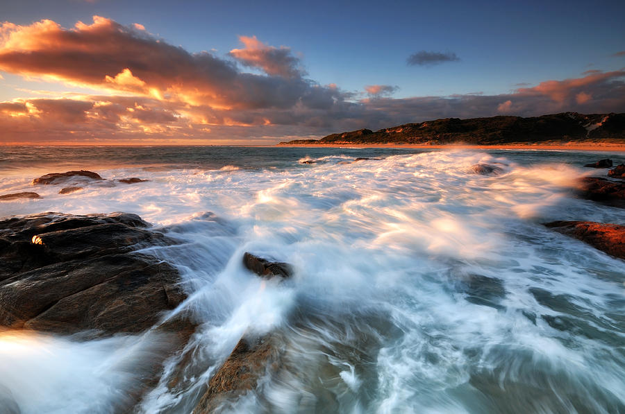 Dramatic Sunset and Crashing Waves Photograph by Nora Carol Sahinun ...