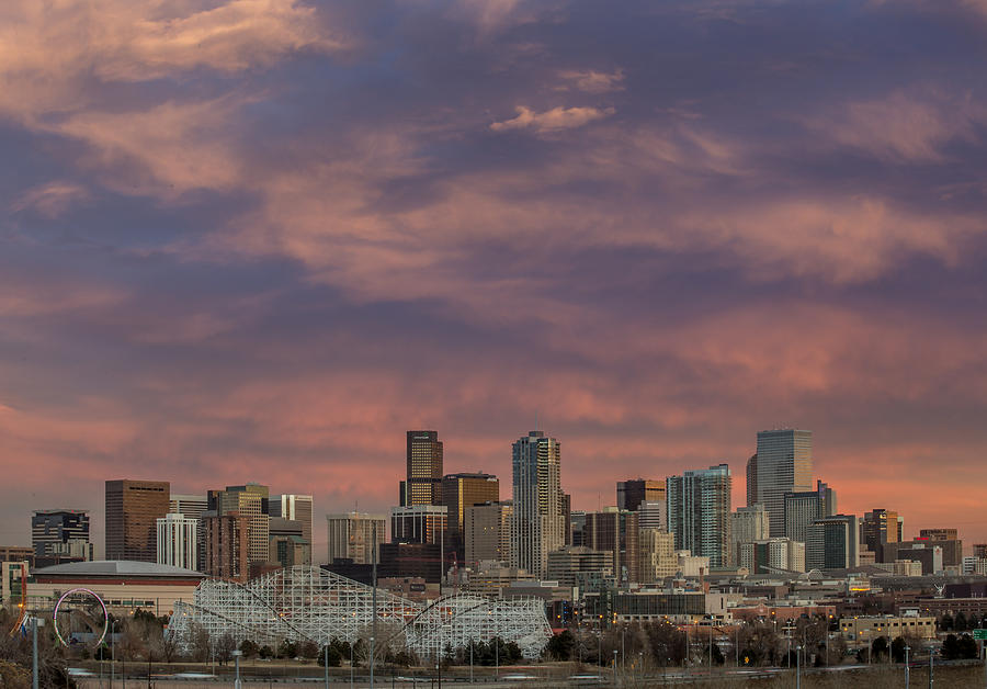 Dramatic Sunset Over Downtown Denver Photograph by Bridget Calip