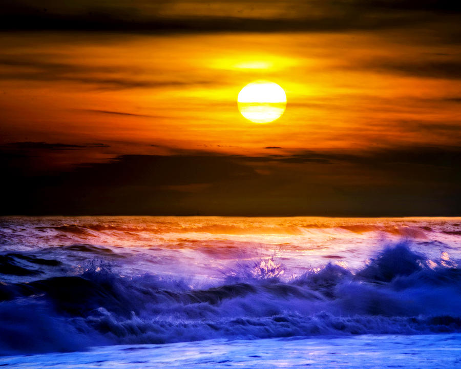 Dramatic Sunset Over Waves Photograph By Vicki Jauron