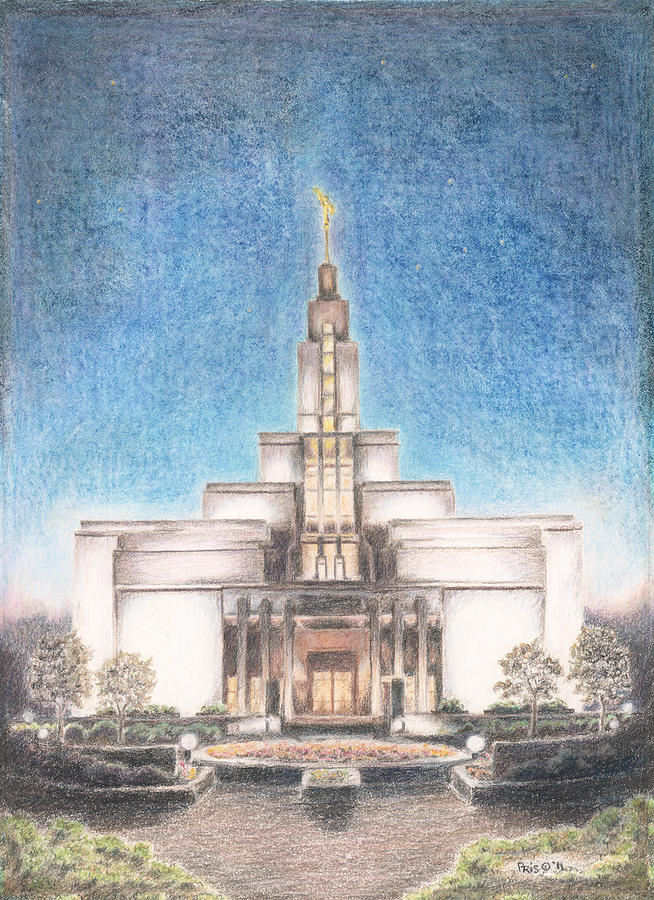 Draper Utah LDS Temple Drawing by Pris Hardy