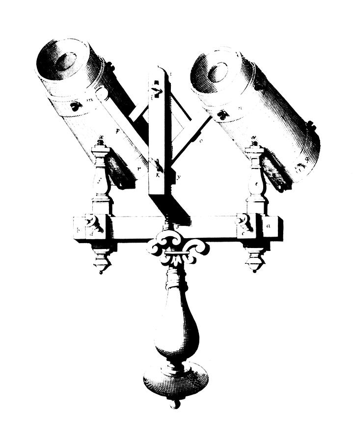 Drawing Of A 17th Century Binocular Microscope. Photograph by Science Photo Library