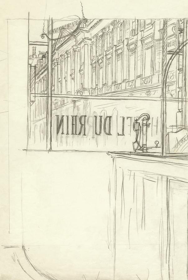 Drawing Of A Bar And Front Window Of Hotel Du Rhin Digital Art by Carl Oscar August Erickson