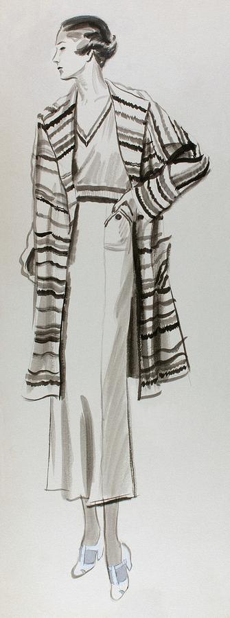 Drawing Of A Model Wearing Tennis Dress Digital Art by Lemon