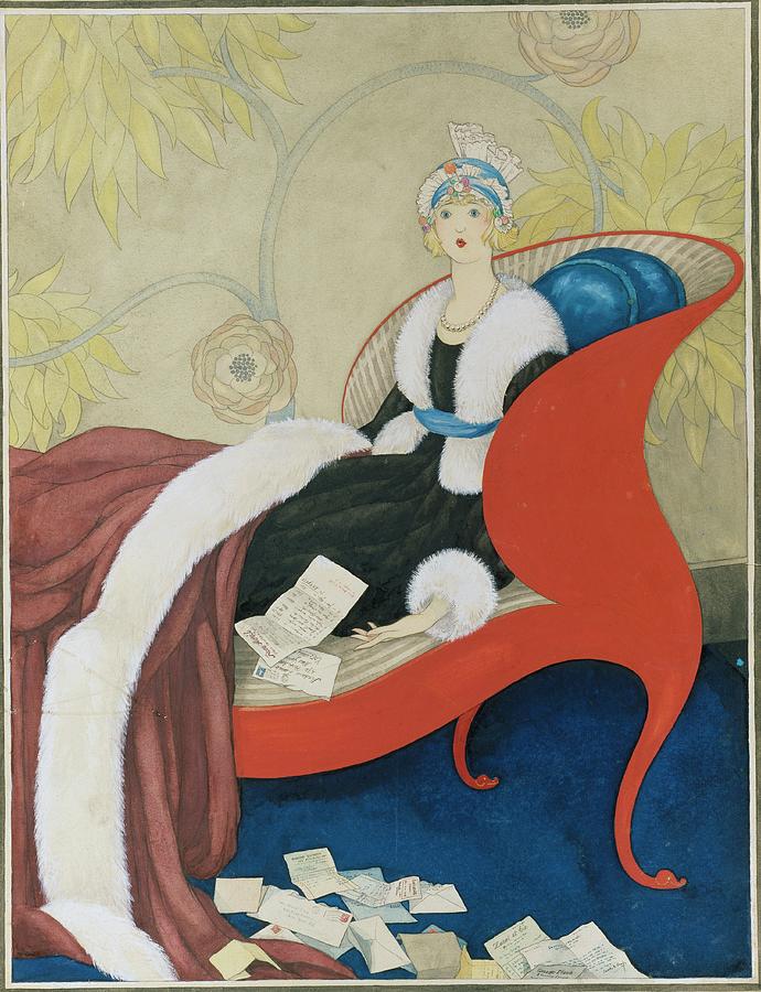 Drawing Of A Woman On A Chaise Surrounded Digital Art by George Wolfe Plank
