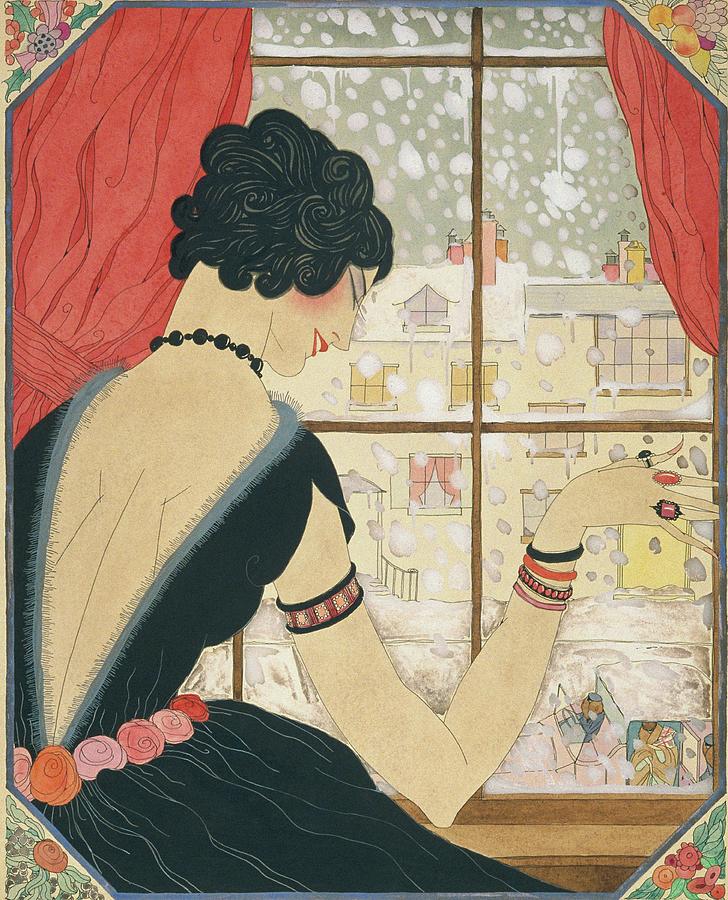 Drawing Of A Woman Waving At A Friend Digital Art by Helen Dryden