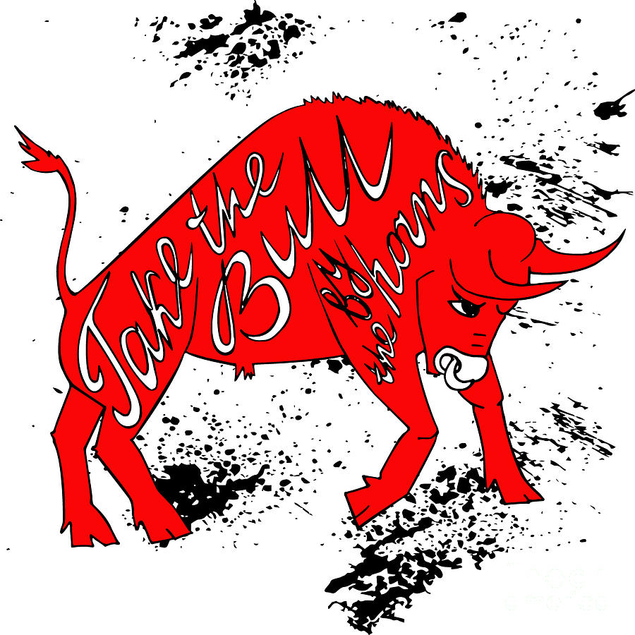 Symbol Digital Art - Drawing Red Angry Bull On The Grunge by Ana Babii Symbol Digital Art - Drawing Red Angry Bull On The Grunge by Ana Babii