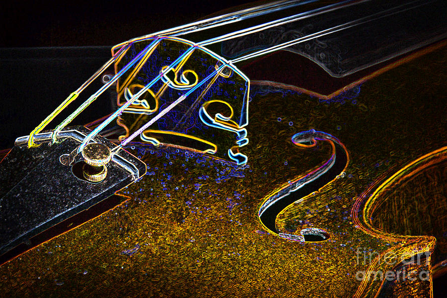 Drawing Viola Violin String Bridge Close in Color 3076.04 Photograph by M K Miller