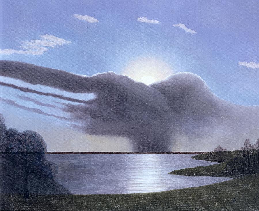 Lake Photograph - Draycote Cloud, 2004 Oil On Canvas by Ann Brain
