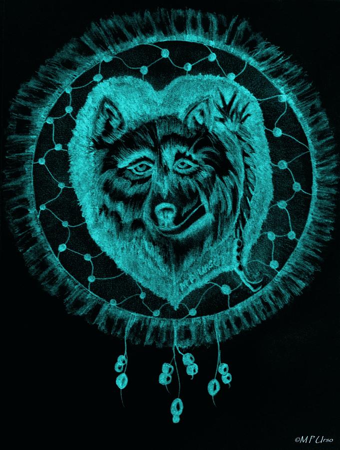Dream Catcher - Turquoise Drawing by Maria Urso