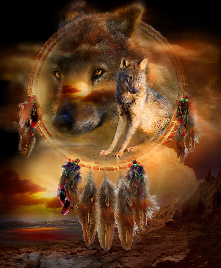 Dream Catcher - WolfLand Mixed Media by Carol Cavalaris