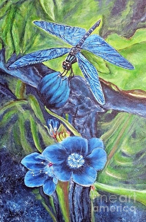 Dream of a Blue Dragonfly Painting by Kimberlee Baxter