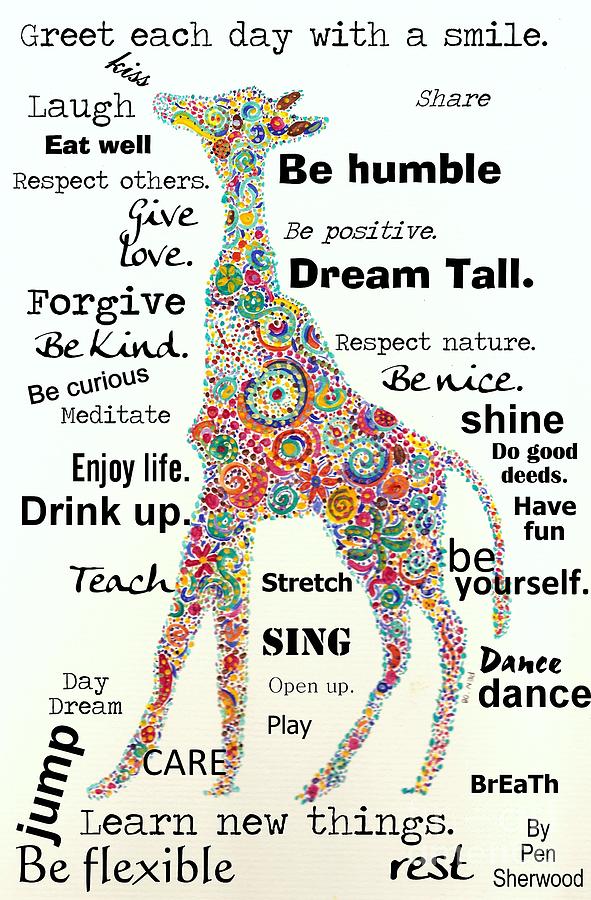 Giraffe Painting - Dream Tall by Janpen Sherwood