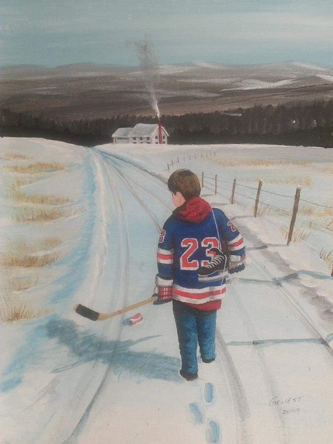 Hockey Painting - Dream Walking - Lil Ranger by Ron  Genest