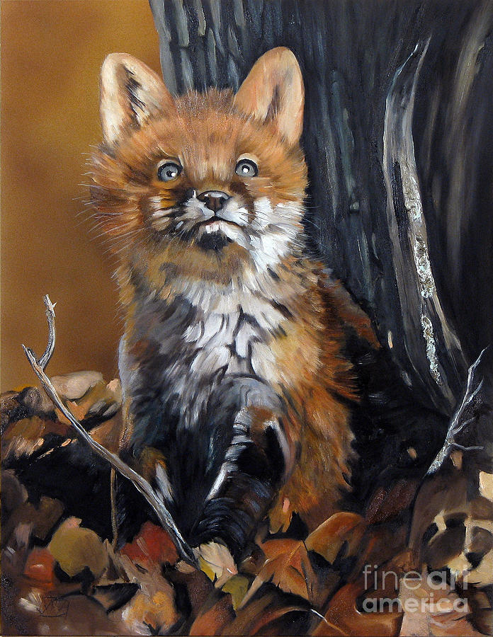 Baby Fox Painting - Dreamer by J W Baker