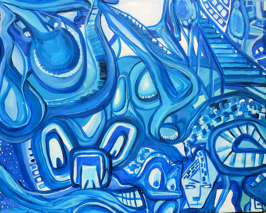 Abstract Painting - Dreaming in Blue by Larry Calabrese