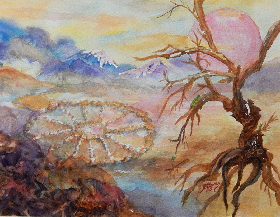 Mountain Painting - Dreaming The Medicine Wheel by Ellen Levinson
