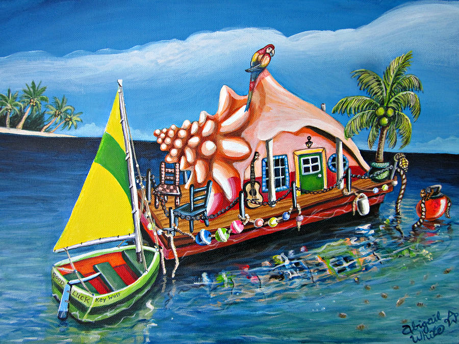 House Boat Painting - Dreams Float by Abigail White