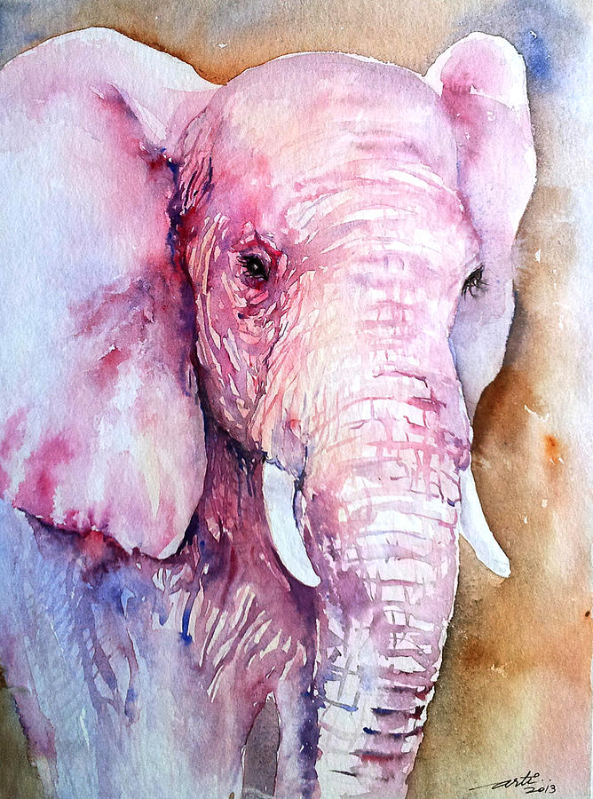 Dreams_Elephant in Pink Painting by Arti Chauhan