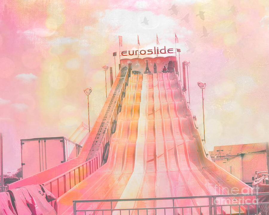 Dreamy Baby Pink Carnival Ride - Euroslide Photograph by Kathy Fornal