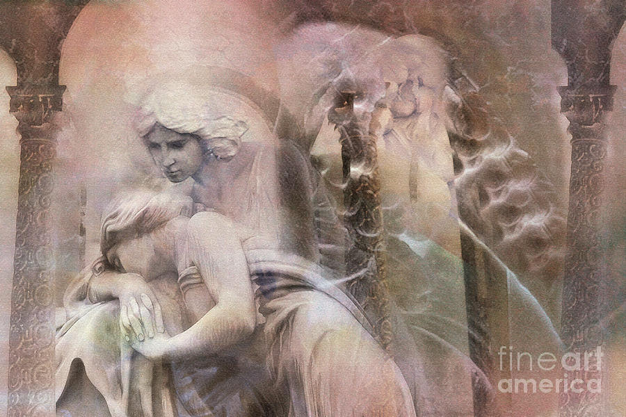 Angel Wings Photograph - Dreamy Ethereal Sad Morning Angel Art - Spiritual Ghostly Angel Art Photos by Kathy Fornal