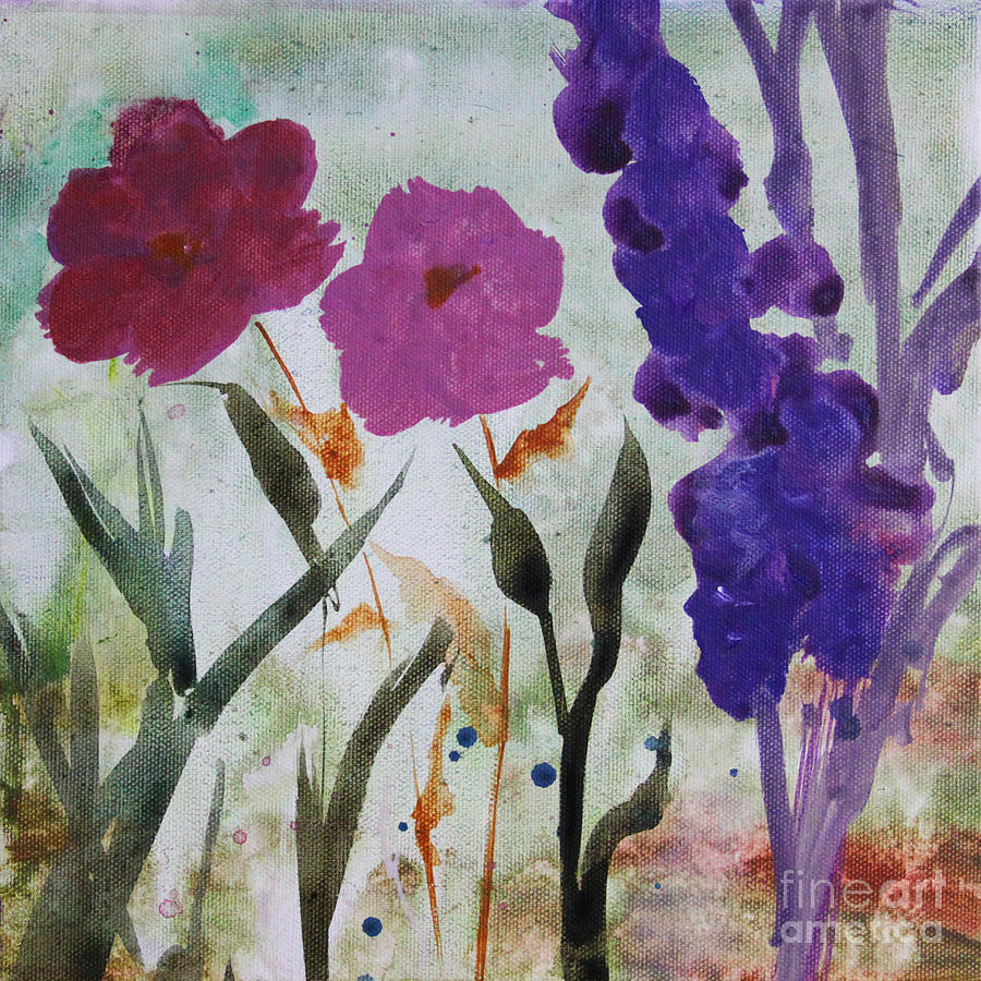 Dreamy Pink and Purple Flowers Painting by Robin Pedrero