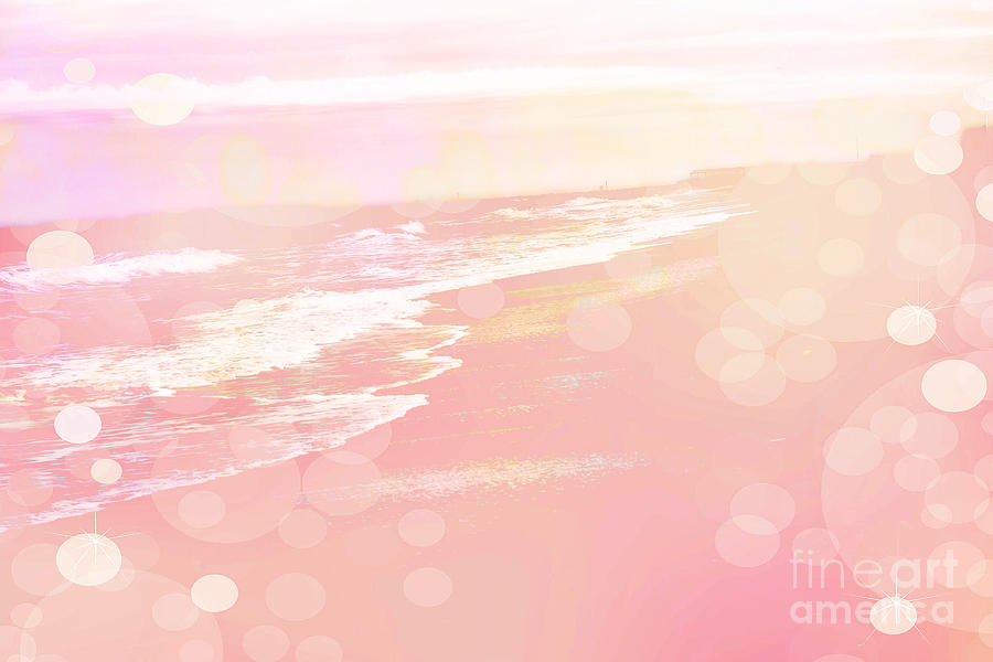 Ocean Waves Photograph - Dreamy Pink Beach Ocean Coastal Wrightsville Beach North Carolina - Surreal Pink Bokeh Ocean Waves by Kathy Fornal