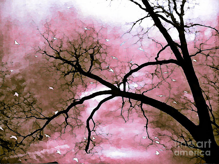 Dreamy Pink Surreal Trees Fantasy Nature Photograph by Kathy Fornal