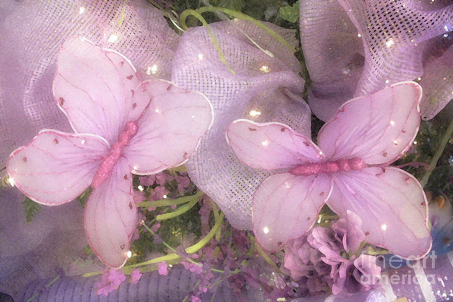 Dreamy Romantic Pink Butterflies Purple Lilac - Butterfly Shabby Chic Prints  Photograph by Kathy Fornal