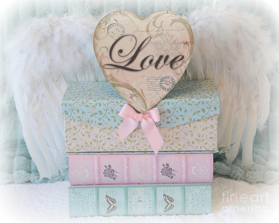 Dreamy Shabby Chic Cottage Love Pink Aqua Romantic Valentine Love Heart - Valentine Love Heart Art Photograph by Kathy Fornal