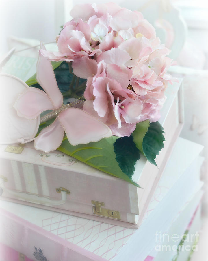 Dreamy Shabby Chic Pink Hydrangea - Romantic Cottage Chic Vintage Pastel Hydrangea Floral Art Photograph by Kathy Fornal