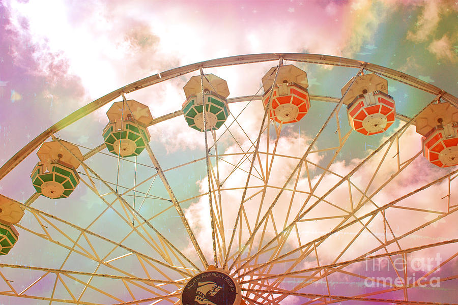Carnival Fair Festival Ferris Wheel - Dreamy Pink Ferris Wheel Carnival Festival Rides Photograph by Kathy Fornal