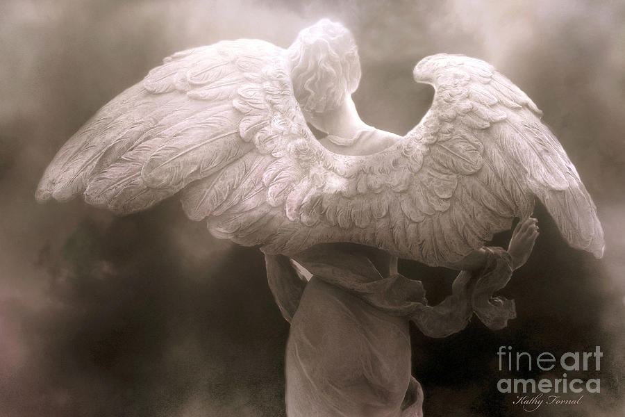 Angel Wings Photograph - Dreamy Surreal Ethereal Angel Art Wings - Spiritual Ethereal Angel Art Wings by Kathy Fornal