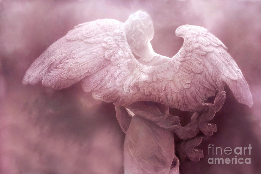 Dreamy Angel Surreal Ethereal Pink Angel Art Wings Photograph by Kathy Fornal