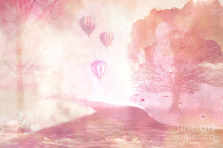 Dreamy Surreal Fantasy Fairytale Pastel Hot Air Balloons Dreamland Nature Balloons Photograph by Kathy Fornal