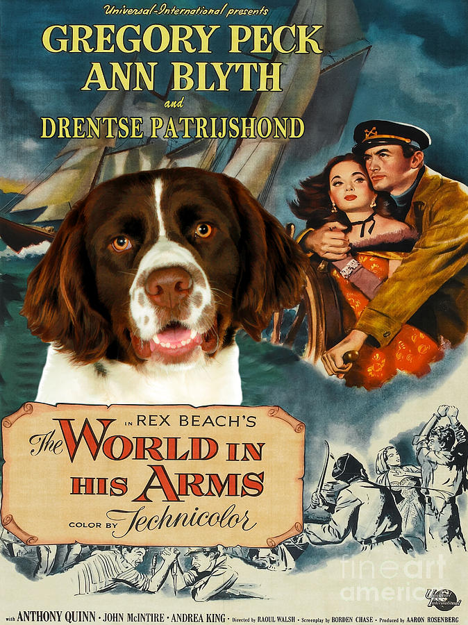 Drentse Patrijshond Art Canvas Print - The World in his Arms Movie Poster Painting by Sandra Sij