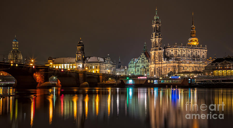 Dresden by Night Photograph by Bernd Laeschke