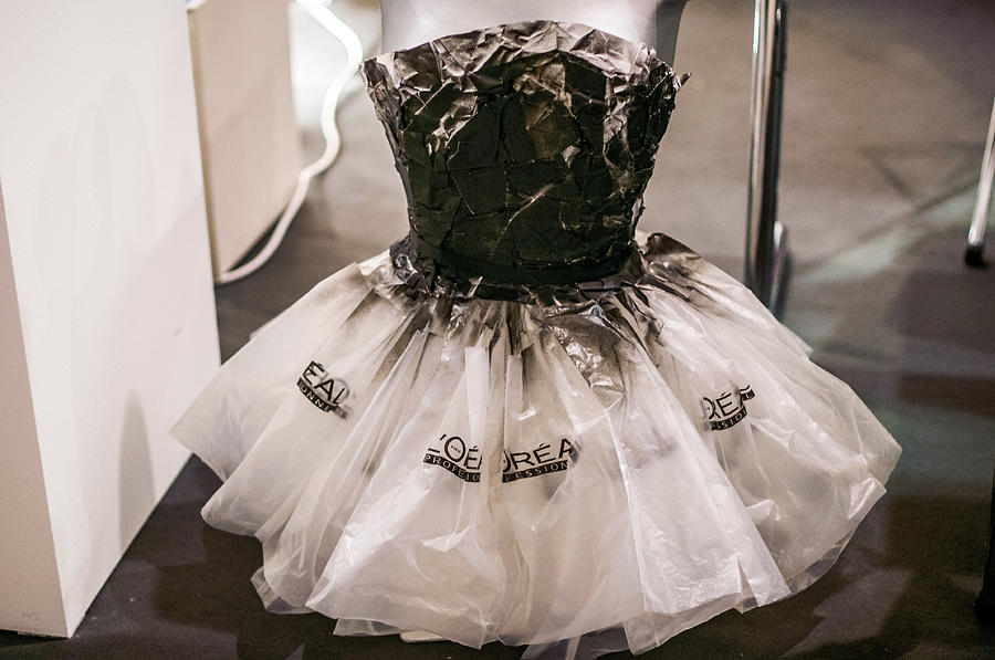Dress made of plastic bags by Georgina Noronha