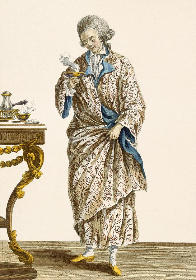 Dressing Gown In Printed Cotton Drawing by Pierre Thomas Le Clerc