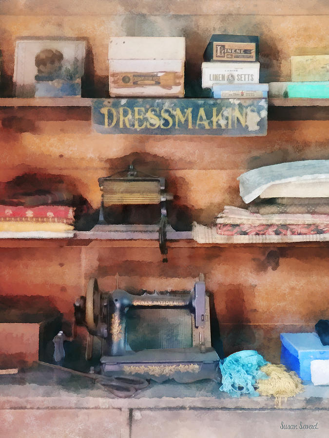 Dressmaking Supplies and Sewing Machine Photograph by Susan Savad Dressmaking Supplies and Sewing Machine Photograph by Susan Savad