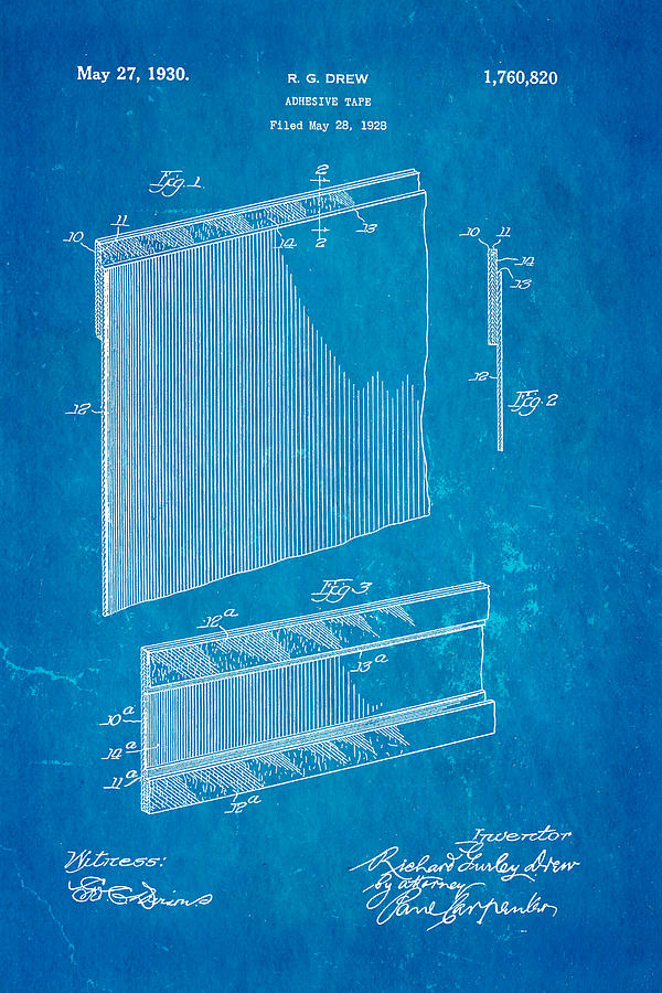 Tool Photograph - Drew Adhesive Tape Patent Art 1930 Blueprint by Ian Monk