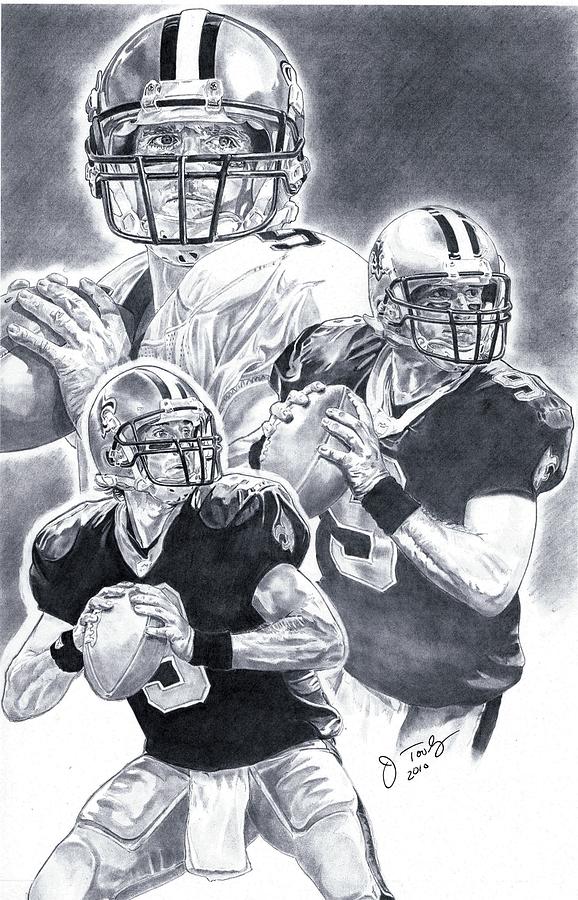 Drew Brees Drawing by Jonathan Tooley | Fine Art America