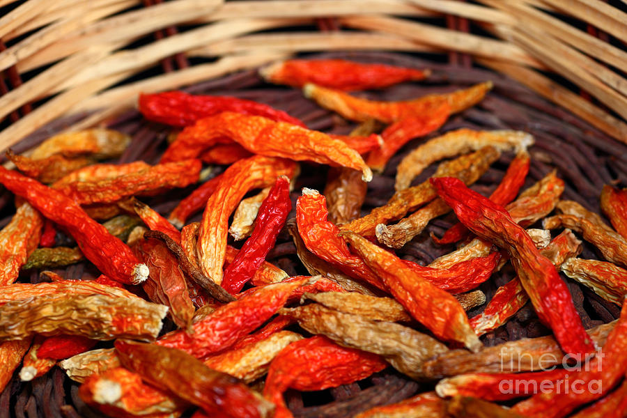 Dried Capsicum annuum chilis Photograph by James Brunker