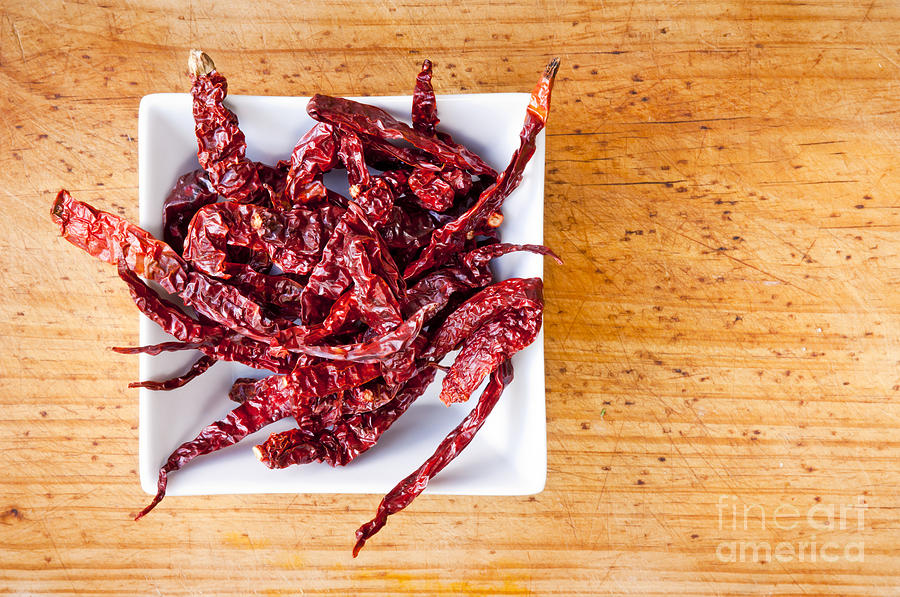 Bowl Photograph - Dried Chilli by THP Creative