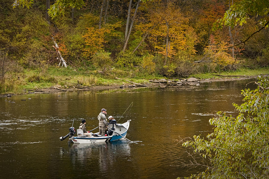 Drift Boat Fishermen on the Muskegon River Photograph by Randall Nyhof