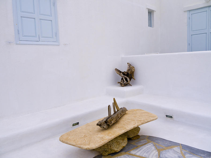Greek Photograph - Driftwood table in the sun by Brenda Kean