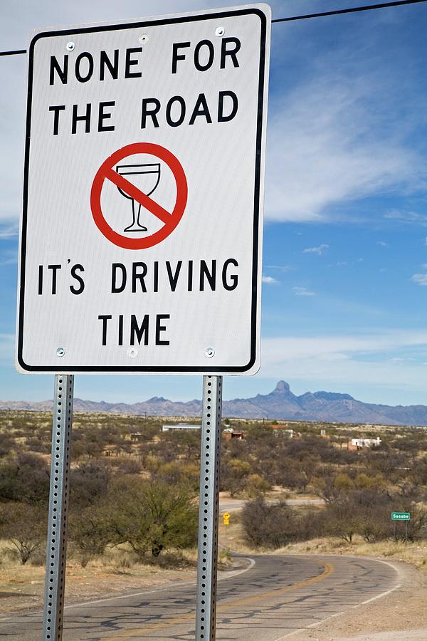 Transportation Photograph - Drink-driving Warning Sign by Jim West