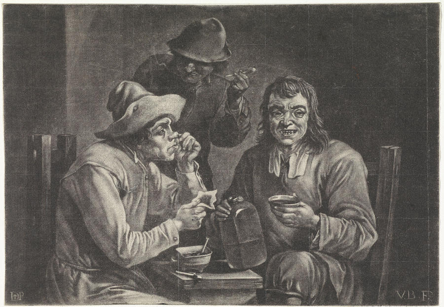 Drinking And Smoking Men, Jan Van Der Bruggen Drawing by Jan Van Der ...