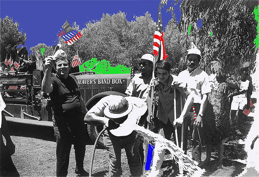 Drinking water conclusion pro-Viet Nam War march Tucson Arizona 1970 color added Photograph by David Lee Guss