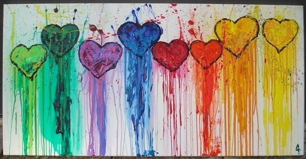 Dripping Hearts Painting by Maria Iurescia